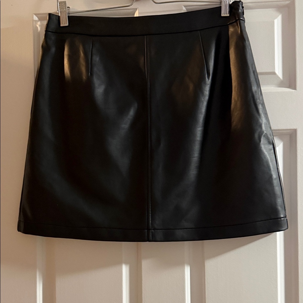 French Connection Black Faux Leather Mini Skirt